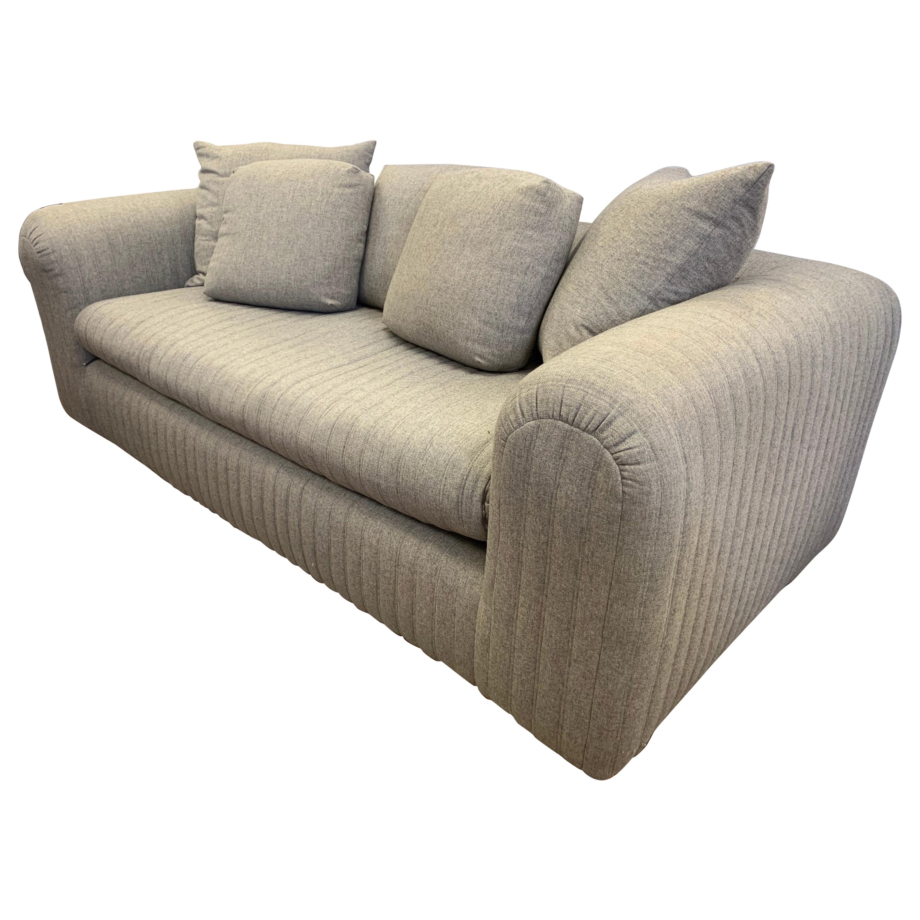 Donghia Designed by John Hutton Gray Wool Sofa with Channel Stitching
