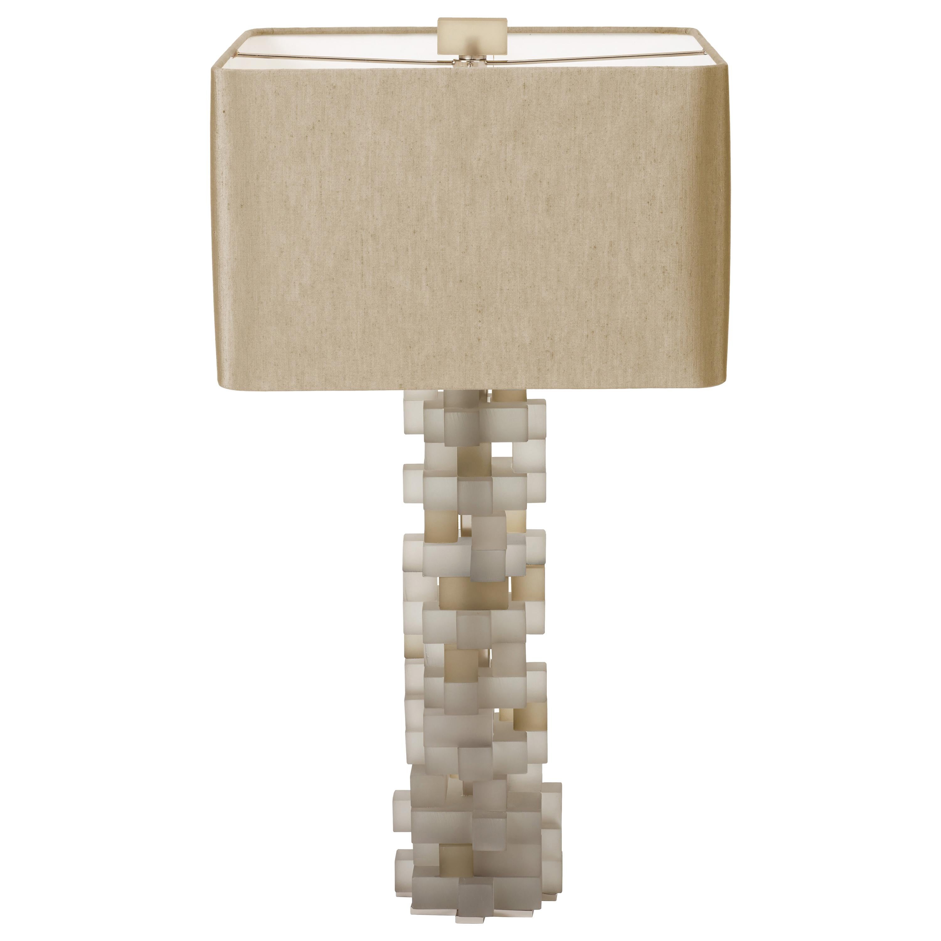 Donghia Druzy Table Lamp and Shade, Murano Glass in Clear & Smoke Gray For Sale