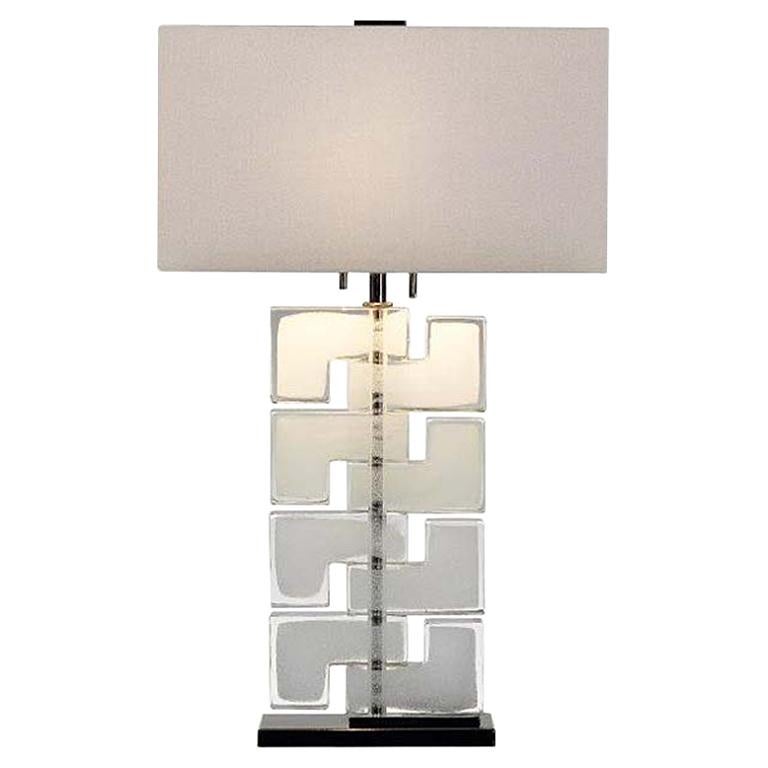 Donghia Esha Bassa Table Lamp and Shade, Murano Glass in Ice For Sale