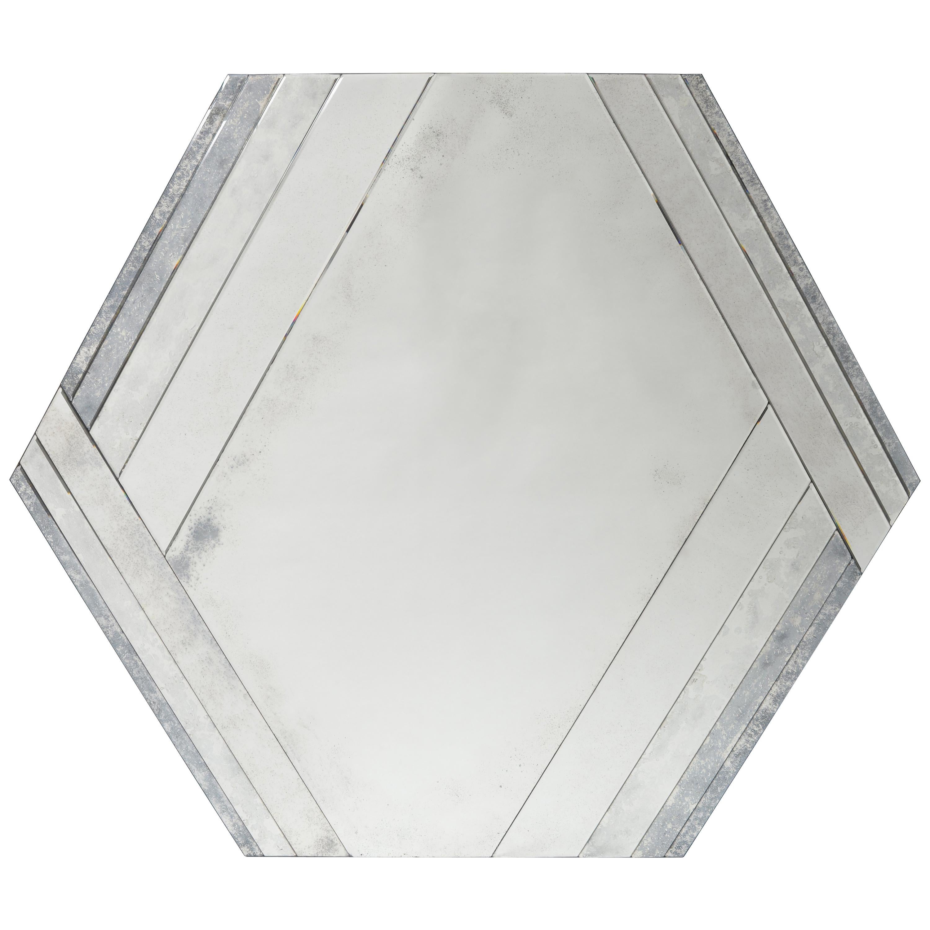 Donghia Ether Mirror in Clear Glass with Antiqued Finish For Sale