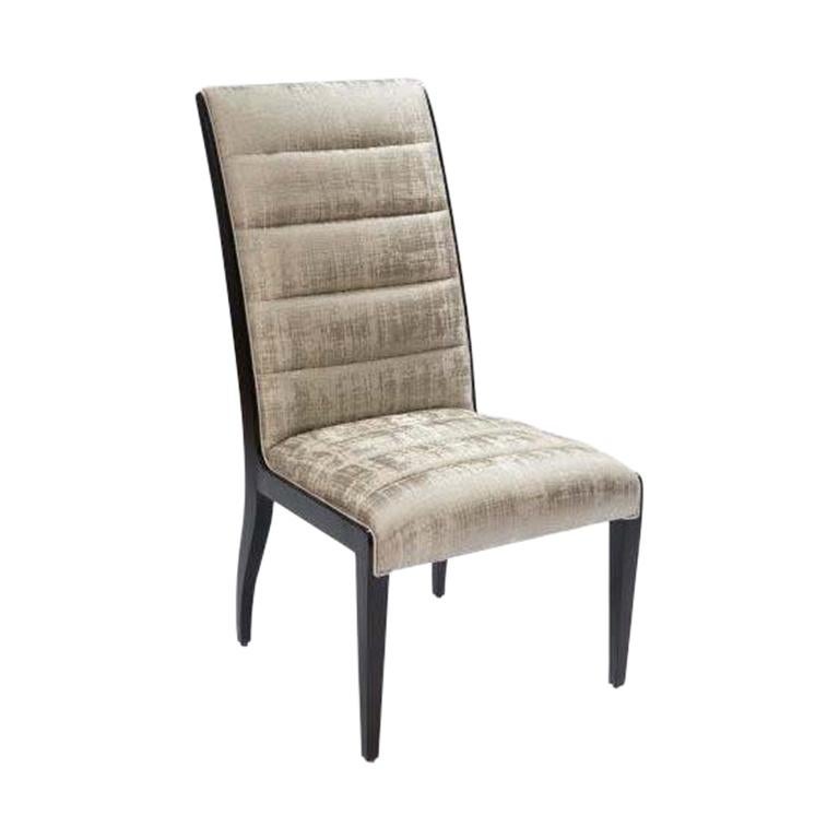 Donghia Fiona Side Chair in Light Khaki Cotton Upholstery For Sale