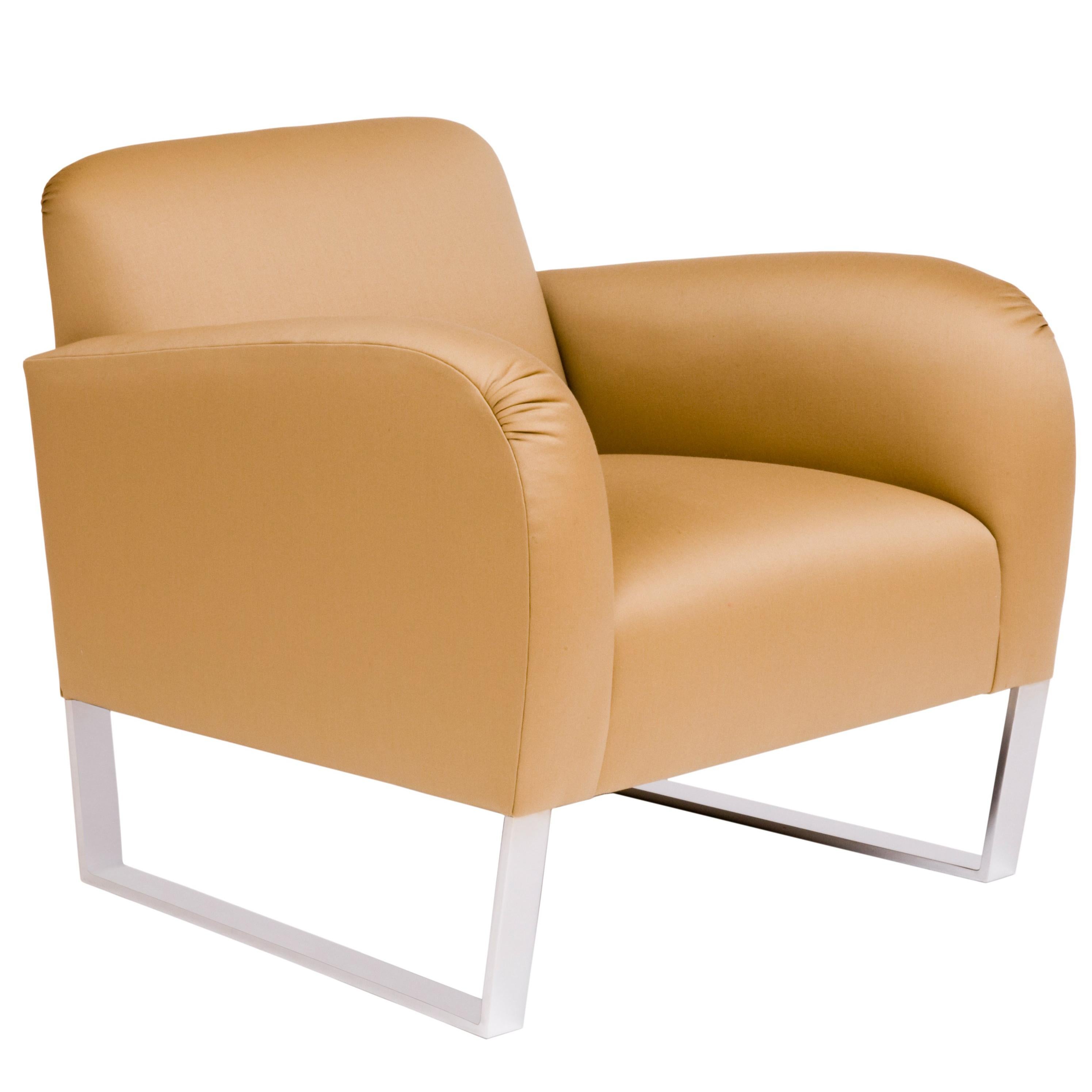 Donghia Focal Chair in Camel Wool Upholstery For Sale