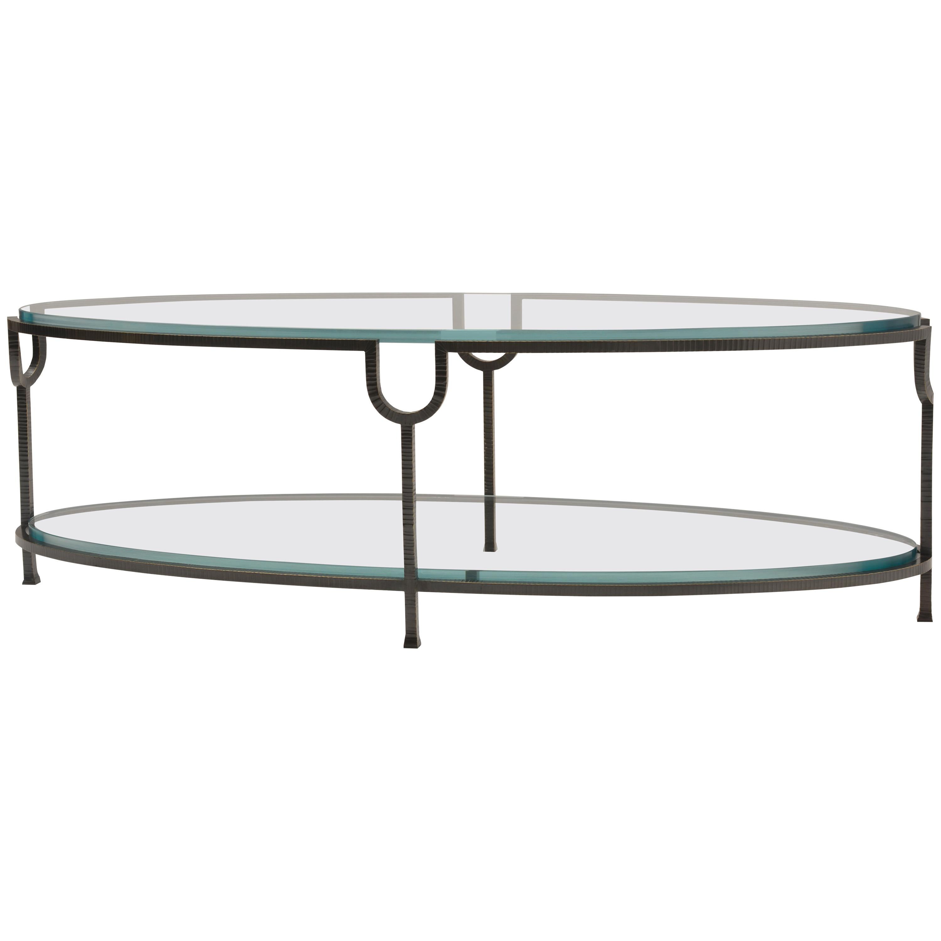 Donghia Inyo Cocktail Table with Glass Top and Glass Shelf  For Sale