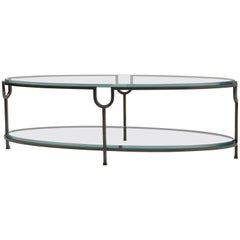 Donghia Inyo Cocktail Table with Glass Top and Glass Shelf 