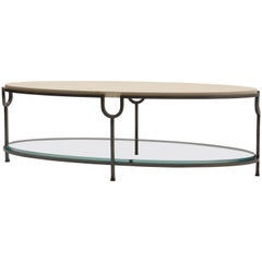 Donghia Inyo Cocktail Table with Marble Top and Glass Shelf