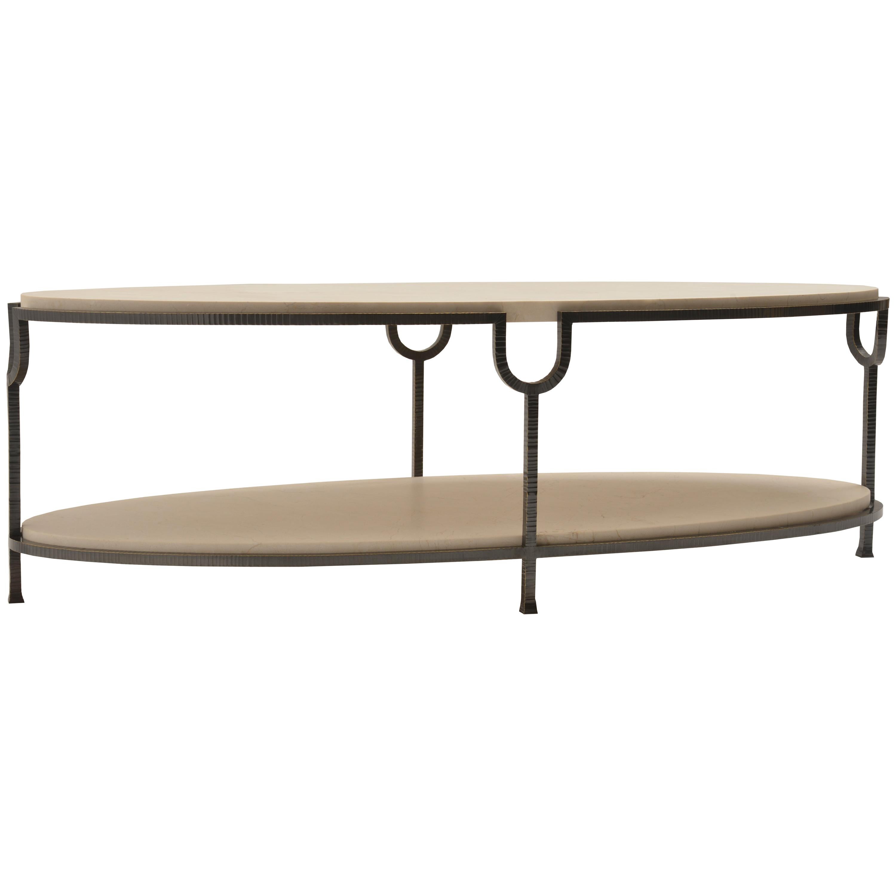 Donghia Inyo Cocktail Table with Marble Top & Marble Shelf For Sale