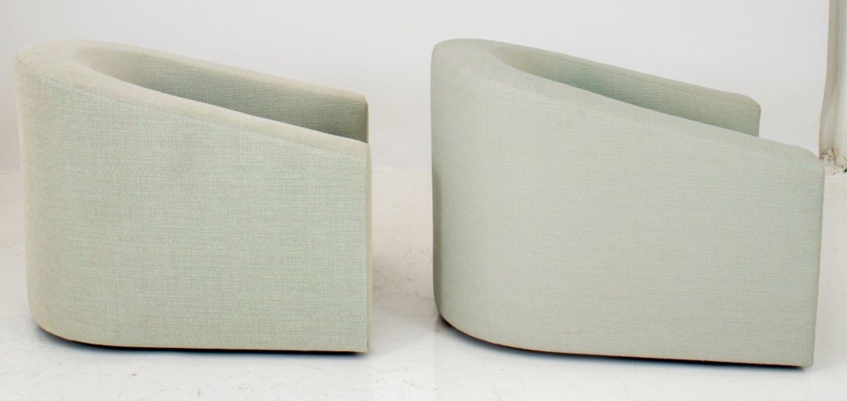 Donghia Italian Modern Swivel Arm Chairs, Pair 2