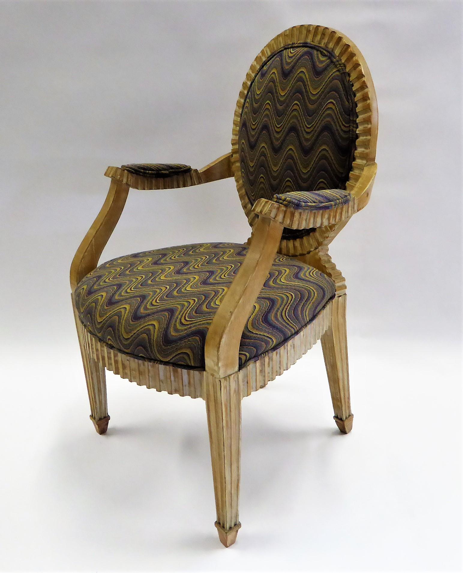 Donghia John Hutton Soleil Style Fluted Armchair in Flame Stich and Raffia 3