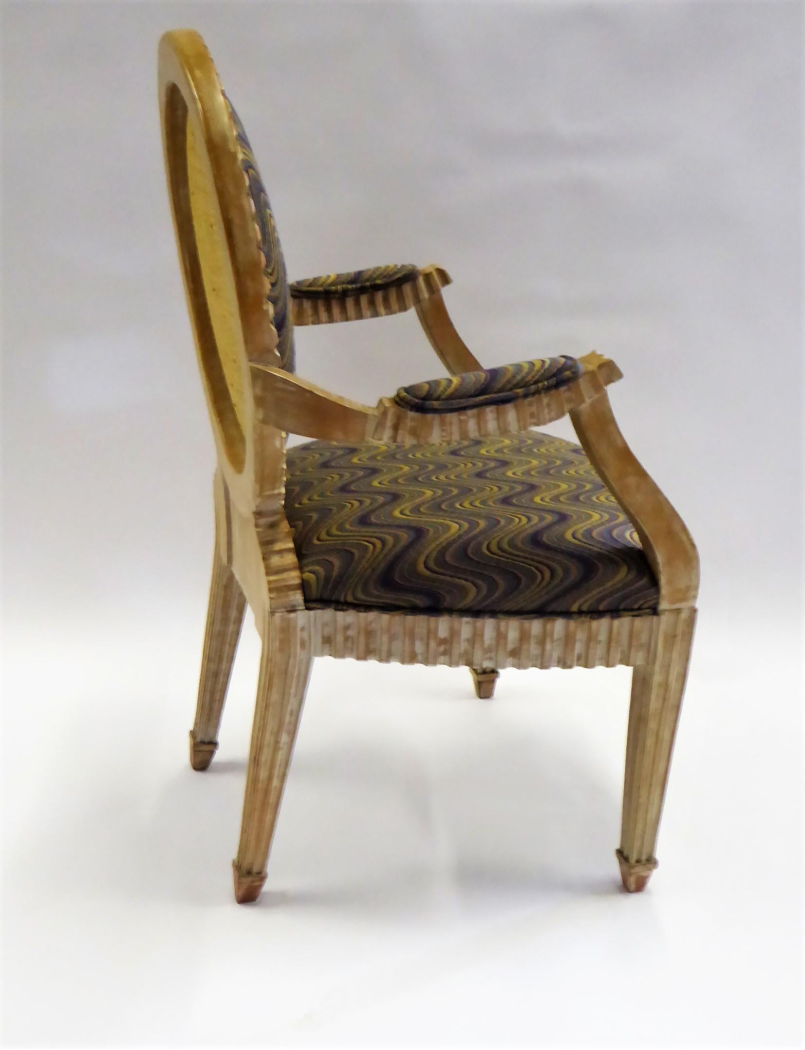 Spanish Donghia John Hutton Soleil Style Fluted Armchair in Flame Stich and Raffia