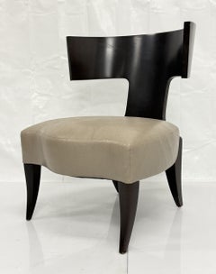 Donghia Klismos Slipper Chair in Mahogany-Finished Maple and Leather