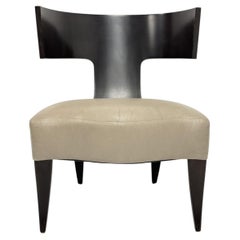 Donghia Klismos Slipper Chair in Mahogany-Finished Maple and Leather