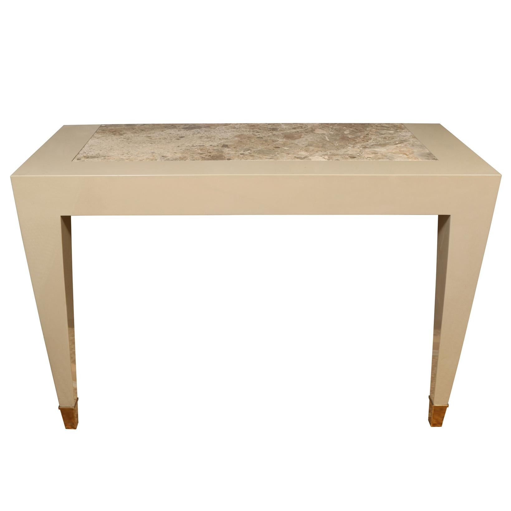Mid-Century Modern Donghia Lacquered Wall Console with Marble Inset Top For Sale