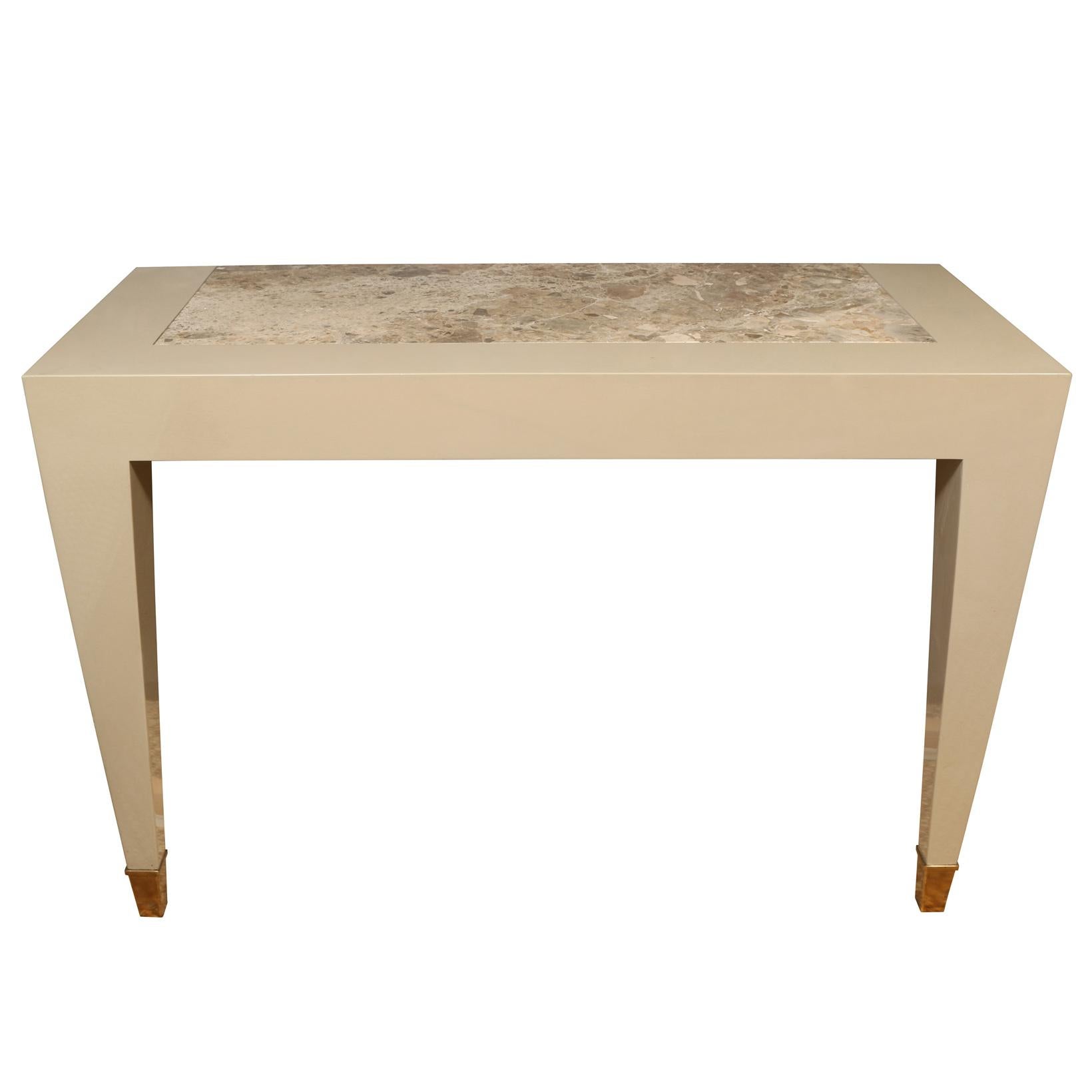 Mid-Century Modern Donghia Lacquered Wall Console With Marble Inset Top