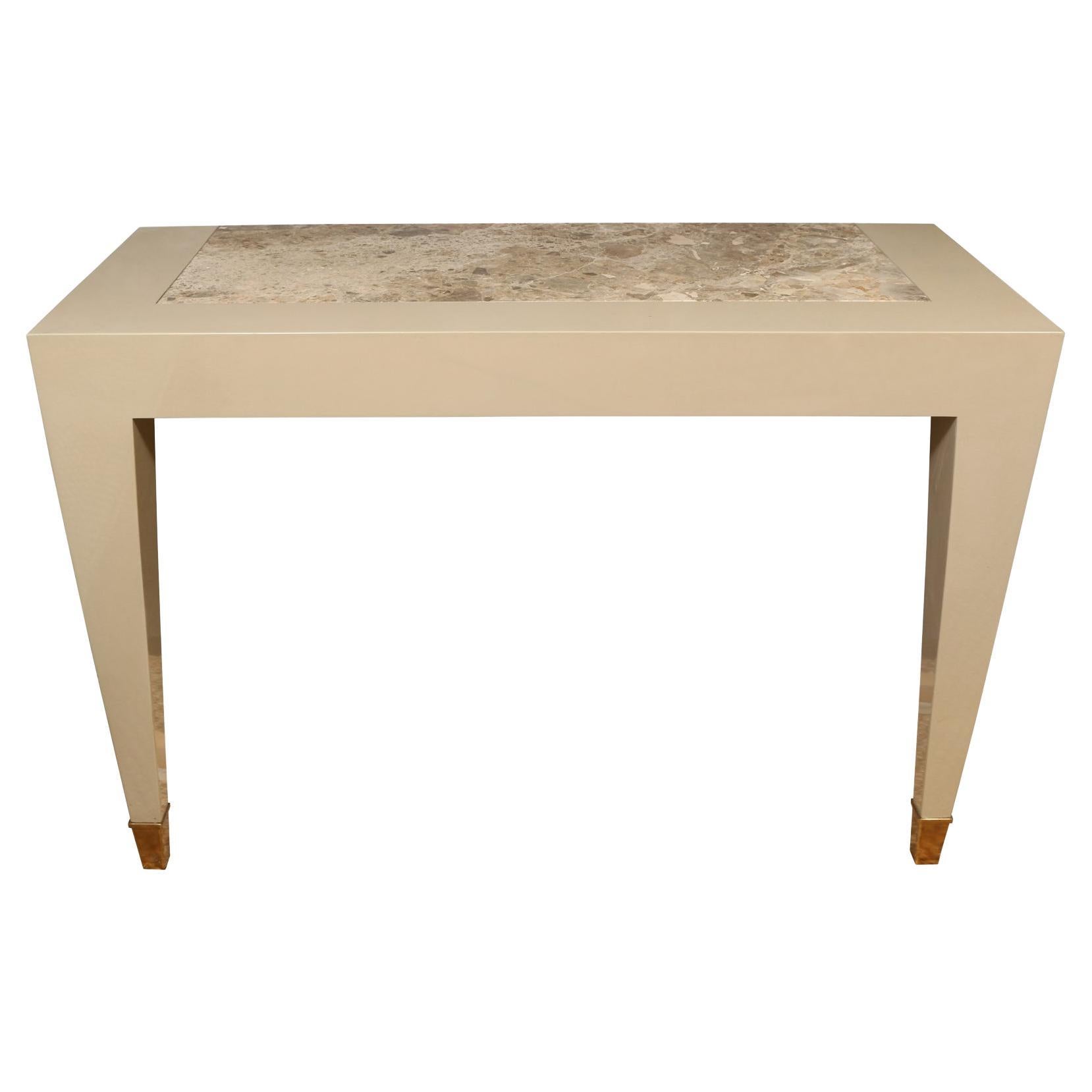 Donghia Lacquered Wall Console with Marble Inset Top For Sale