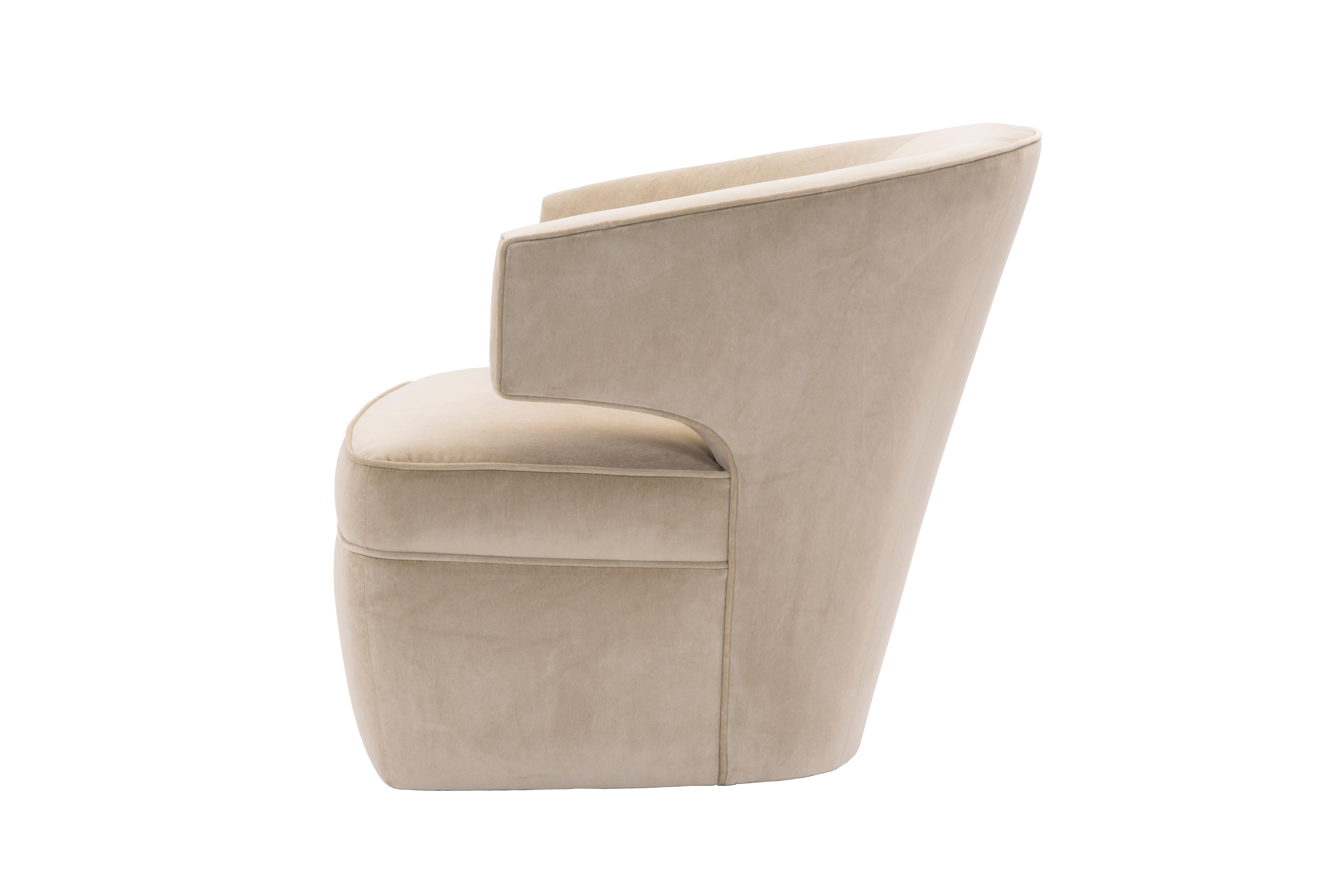 Modern Donghia Lana Club Chair with Swivel in Ivory Cotton Velvet    For Sale
