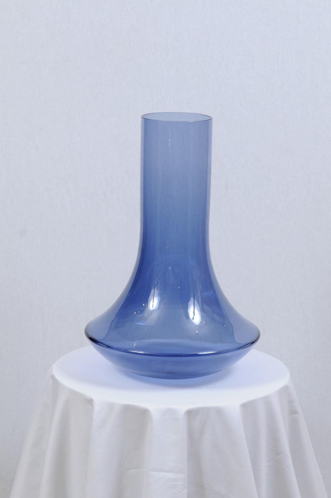 Signed underneath: Donghia. Large scale smoky blue/purple Murano glass bouquet vase. Dimensions: Height 19.5