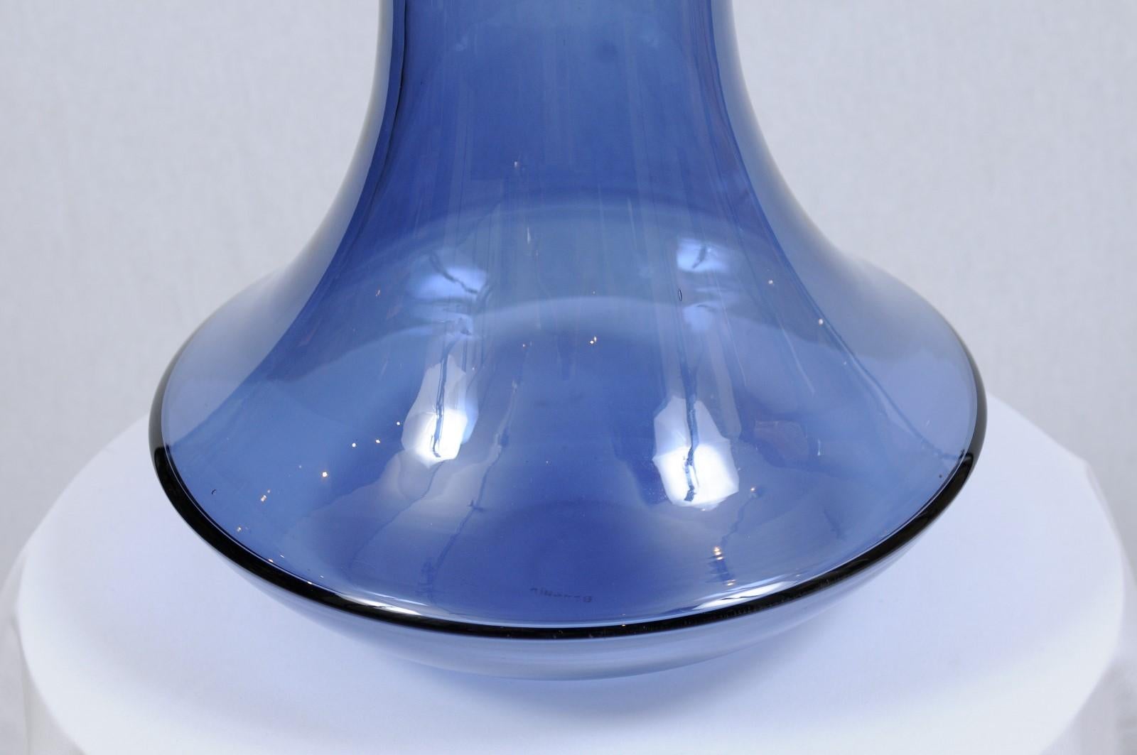 Contemporary Donghia Large Blue Italian Murano Glass Vase For Sale