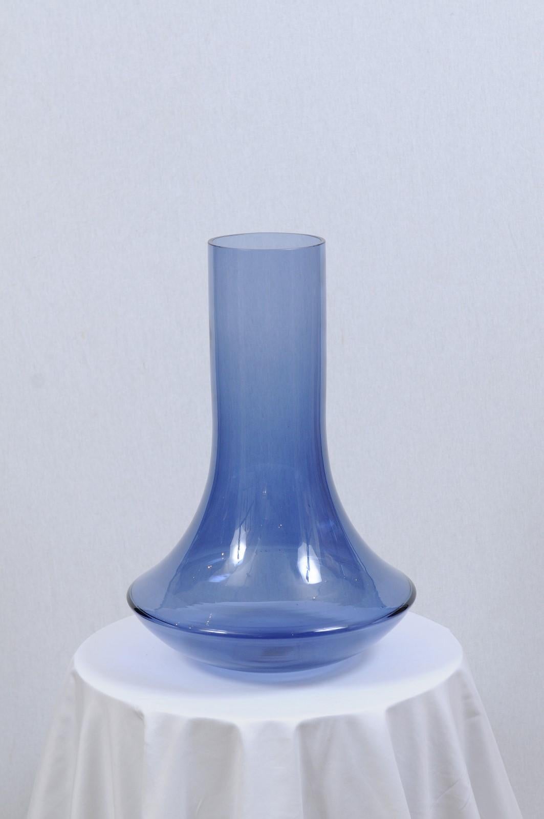 Blown Glass Donghia Large Blue Italian Murano Glass Vase For Sale