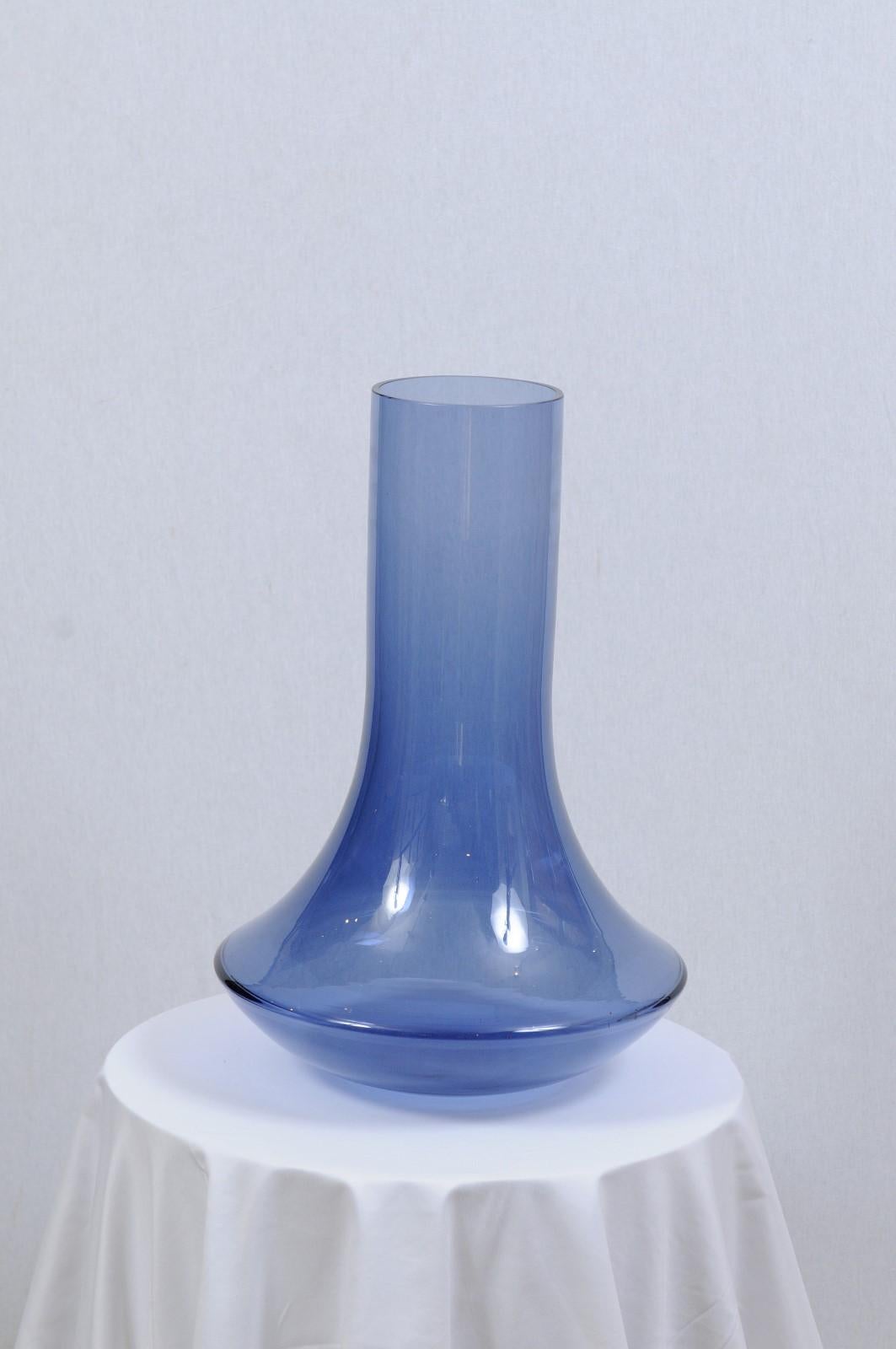 Donghia Large Blue Italian Murano Glass Vase For Sale 3