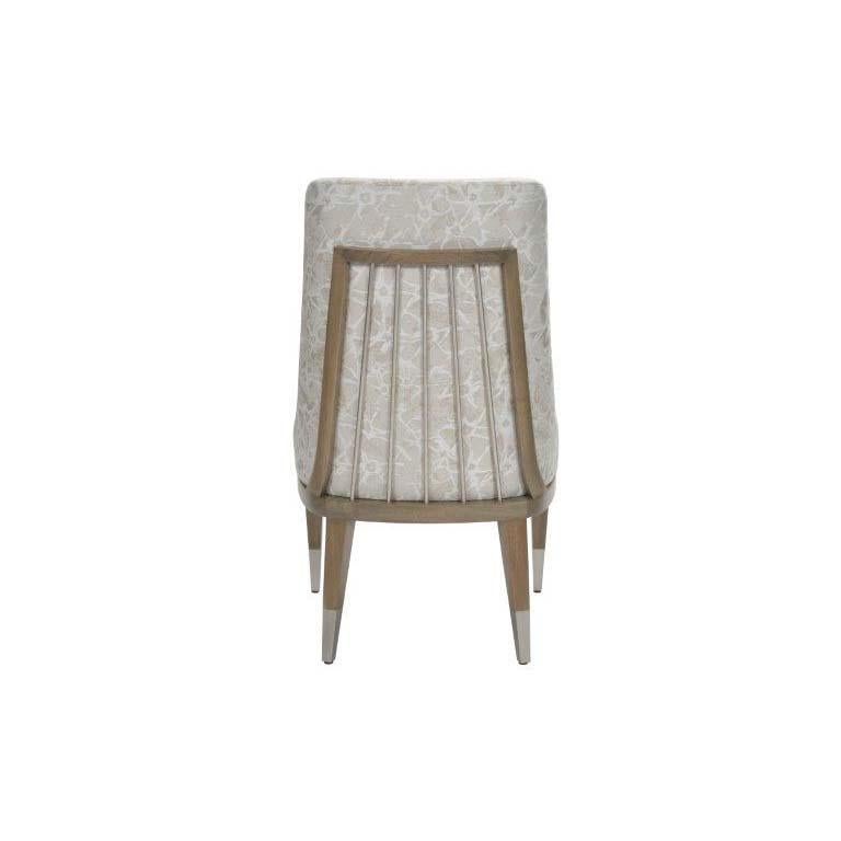 Modern Donghia Lariat Dining Chair in Fossil White Patterned Cotton Upholstery For Sale