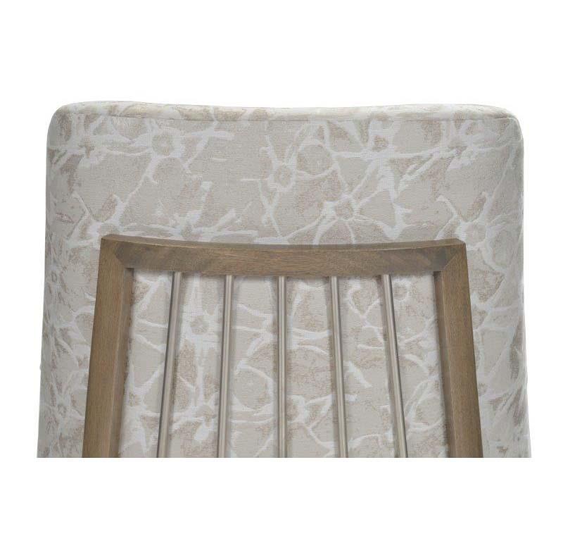 Italian Donghia Lariat Dining Chair in Fossil White Patterned Cotton Upholstery For Sale