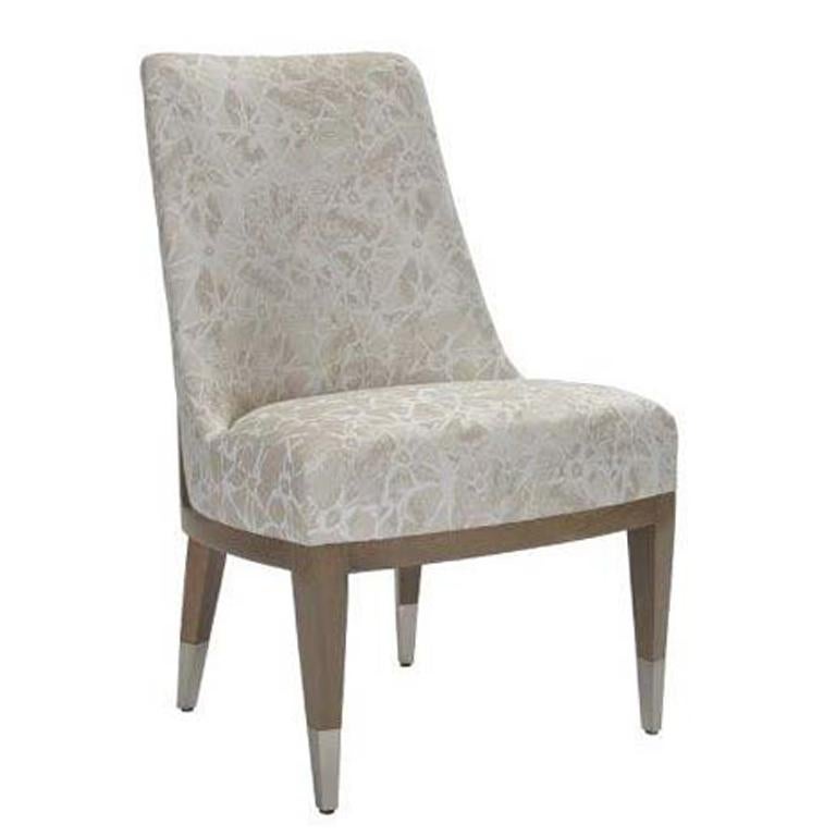 Donghia Lariat Dining Chair in Fossil White Patterned Cotton Upholstery For Sale