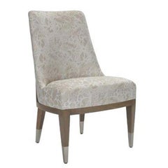 Donghia Lariat Dining Chair in Fossil White Patterned Cotton Upholstery