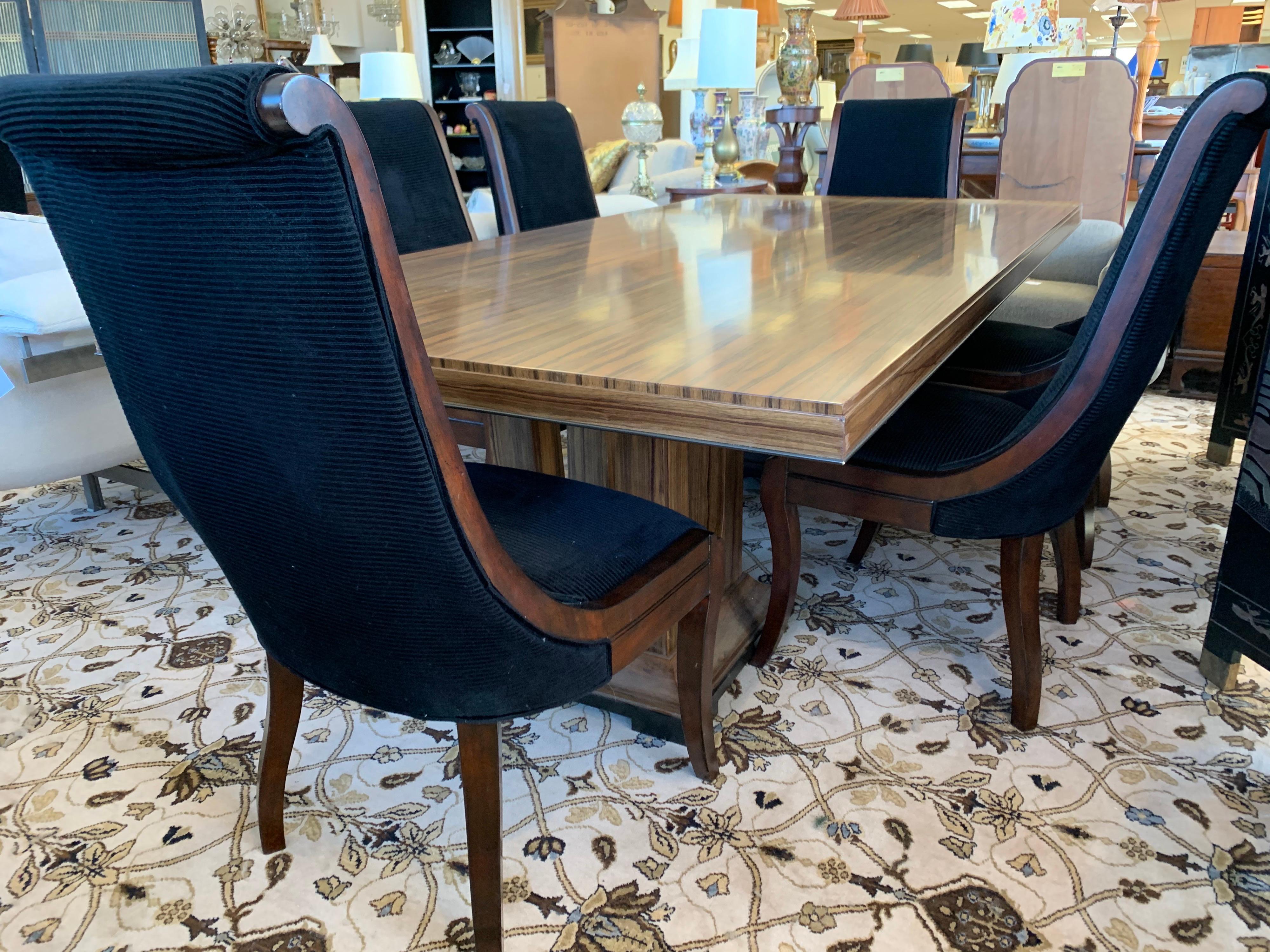 Donghia London Laurent Eight Foot Dining Room Table & Six Henredon Chairs In Good Condition In West Hartford, CT