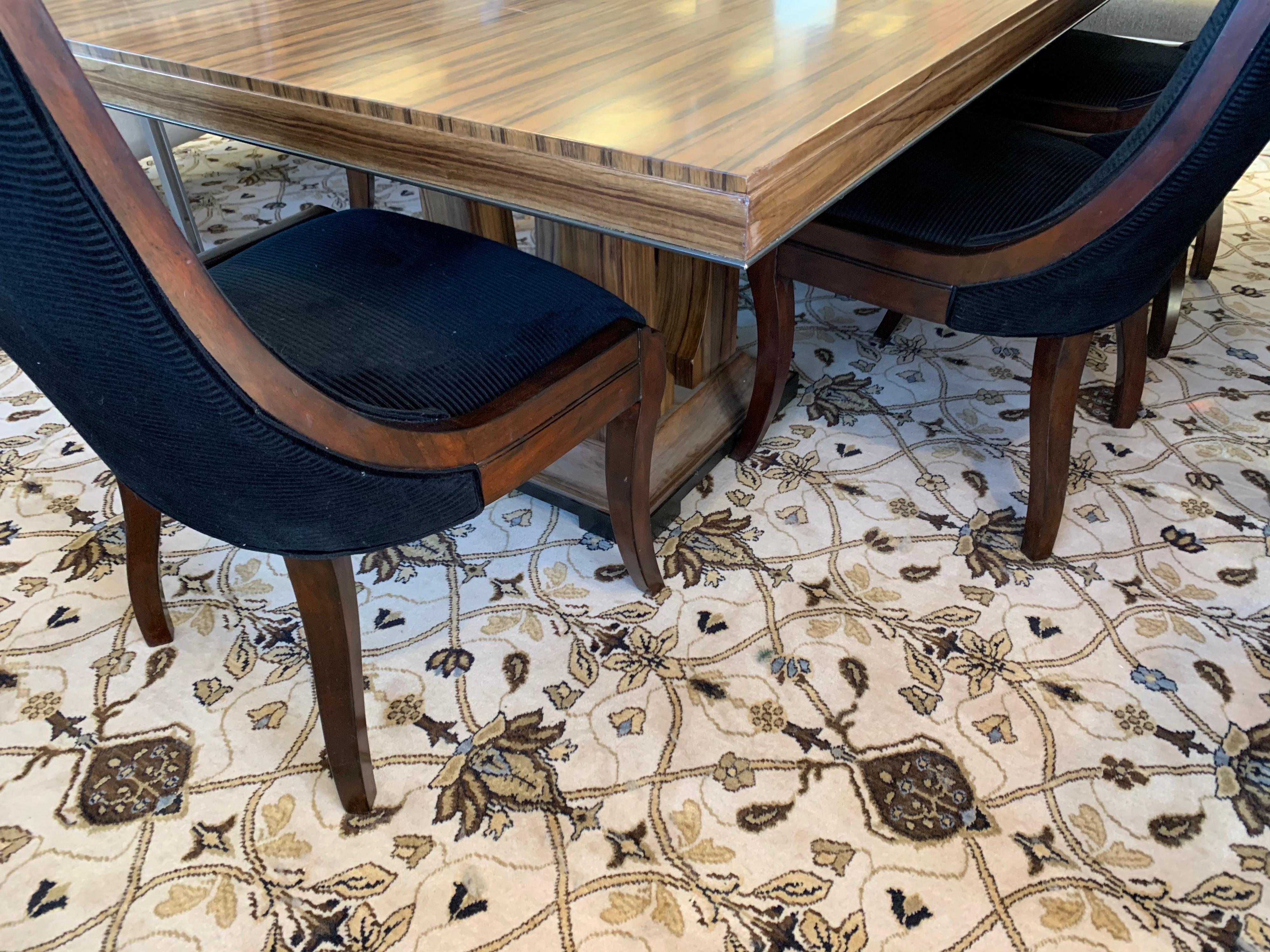 Donghia London Laurent Eight Foot Dining Room Table and Six Henredon Chairs In Good Condition In West Hartford, CT