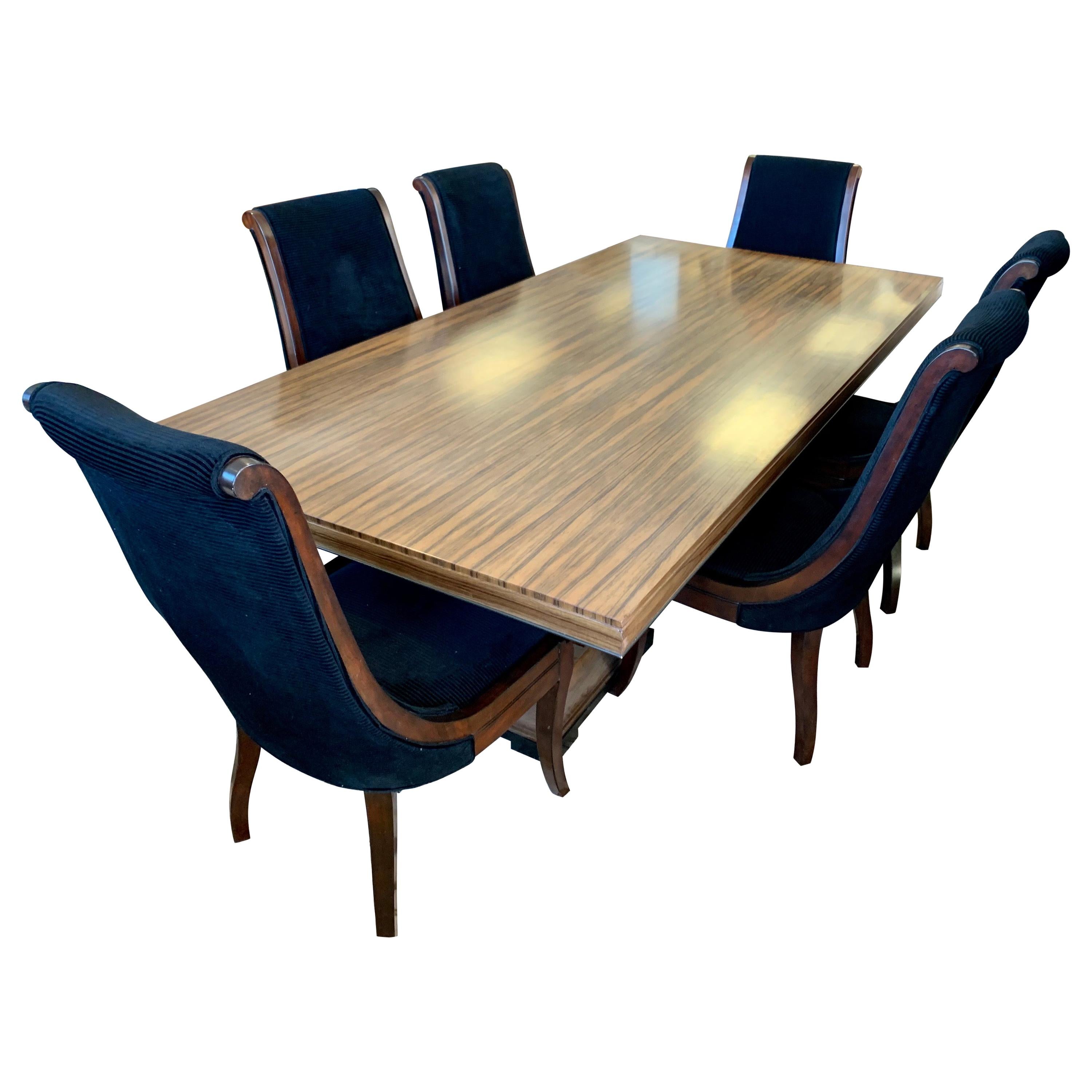 Donghia London Laurent Eight Foot Dining Room Table and Six Henredon Chairs