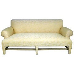 Donghia Loveseat Sofa in Cream and Yellow Fat Man Fabric Attributed to Angelo D