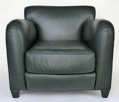 Donghia Leather Club Chairs from the Main Street Collection in Forest Green