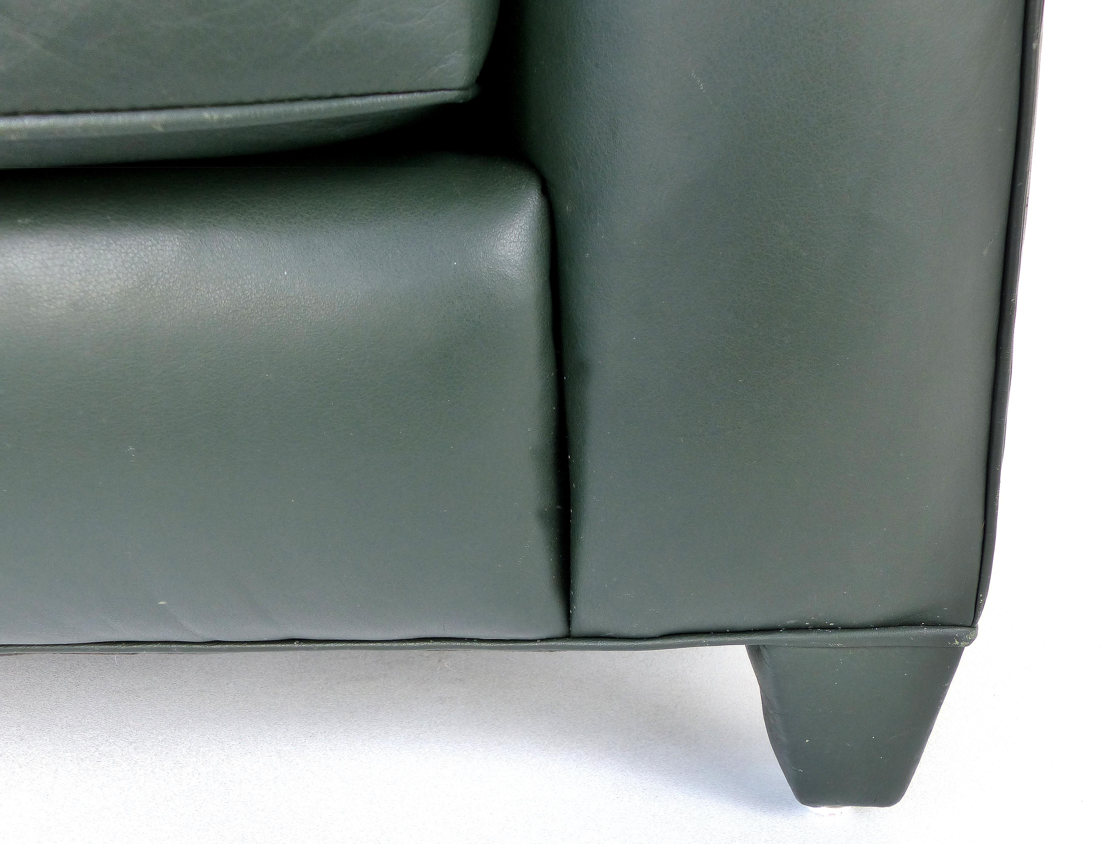 Late 20th Century Donghia Leather Club Chairs from the Main Street Collection in Forest Green 