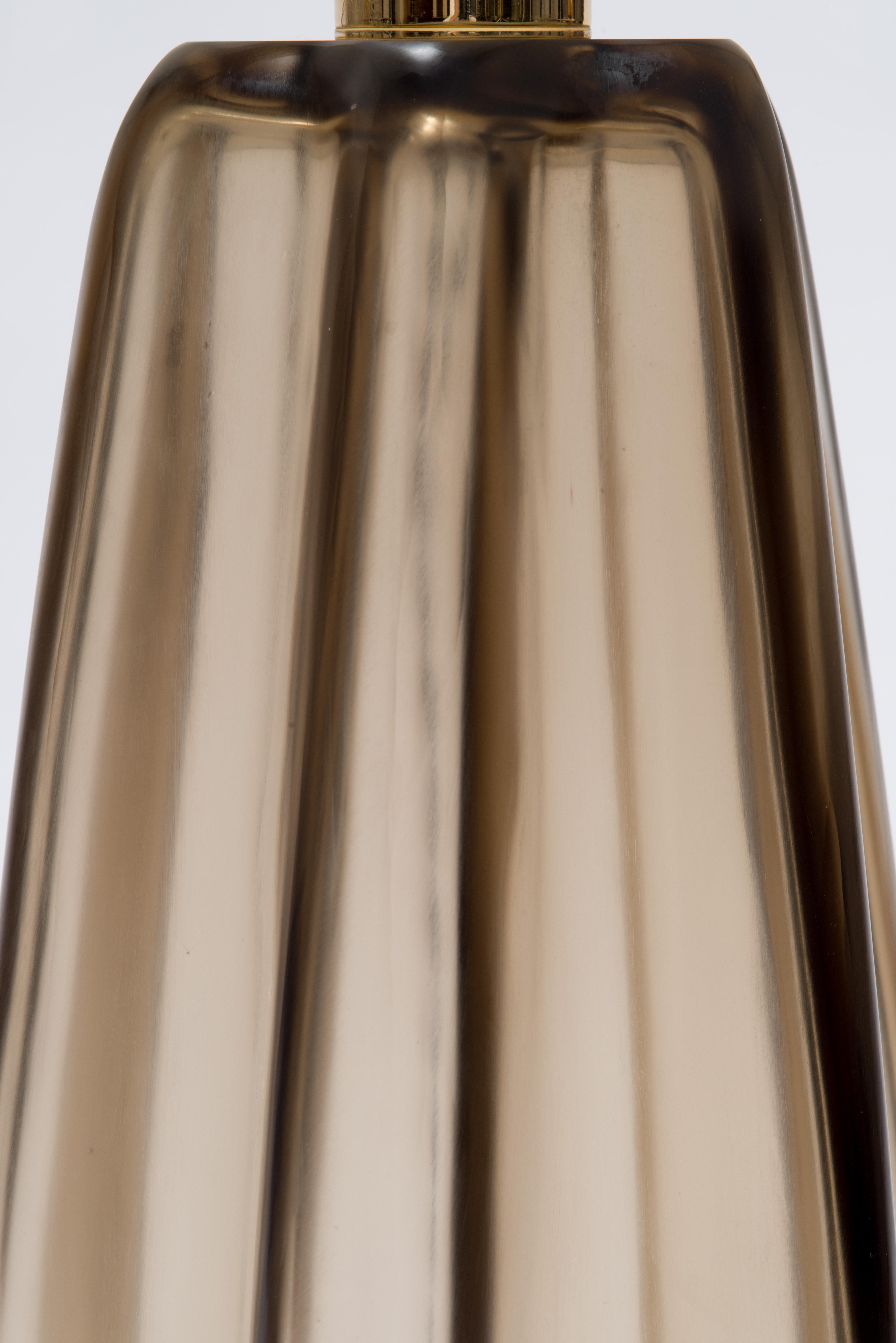 Modern Donghia Margot Table Lamp and Shade, Murano Glass in Sepia with Satin Finish For Sale