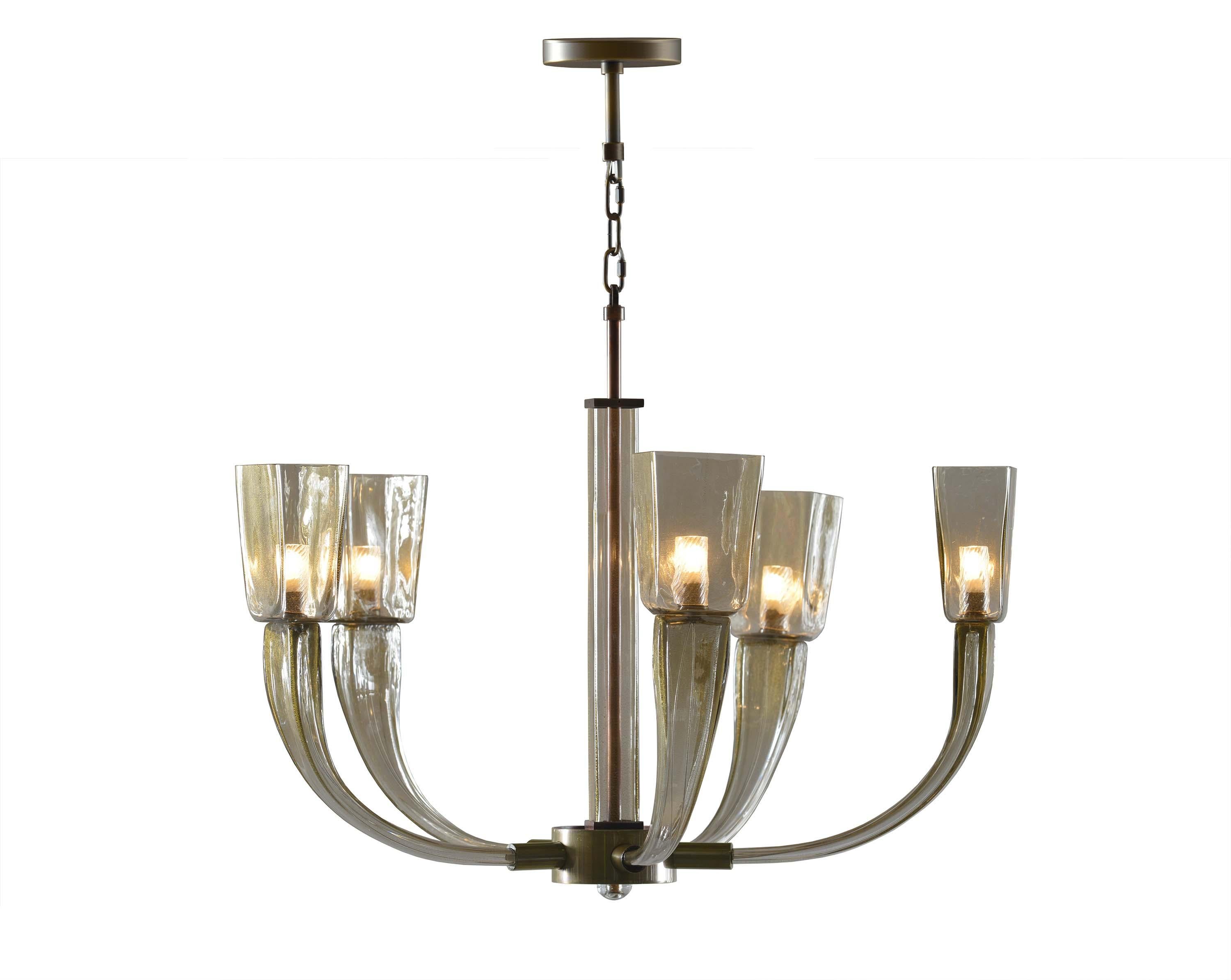 Modern Donghia Mercurio Five-Arm Chandelier in Smoke Gray Murano Glass For Sale