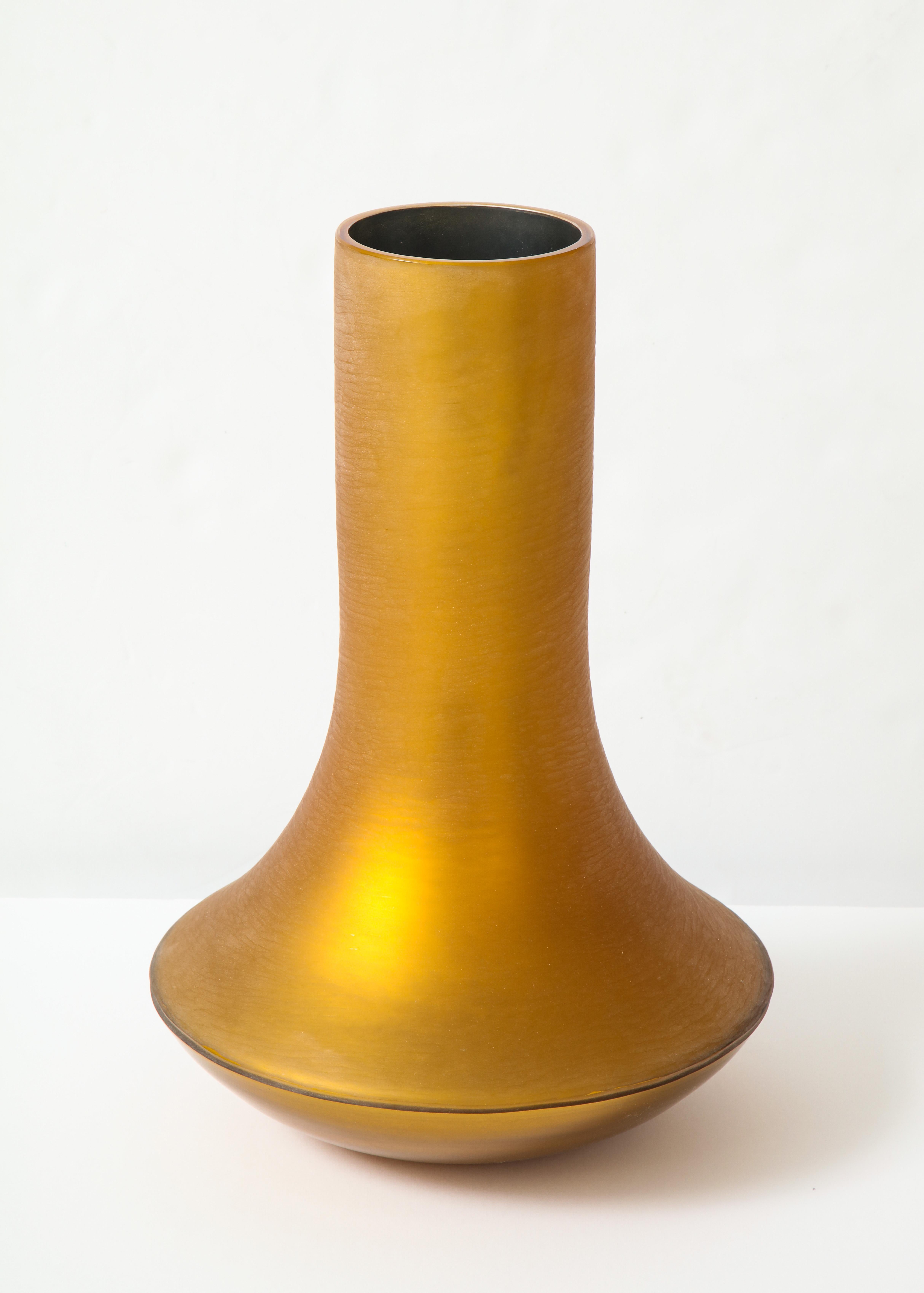 European Donghia Murano Matte Gold Glass Bouquet Vase