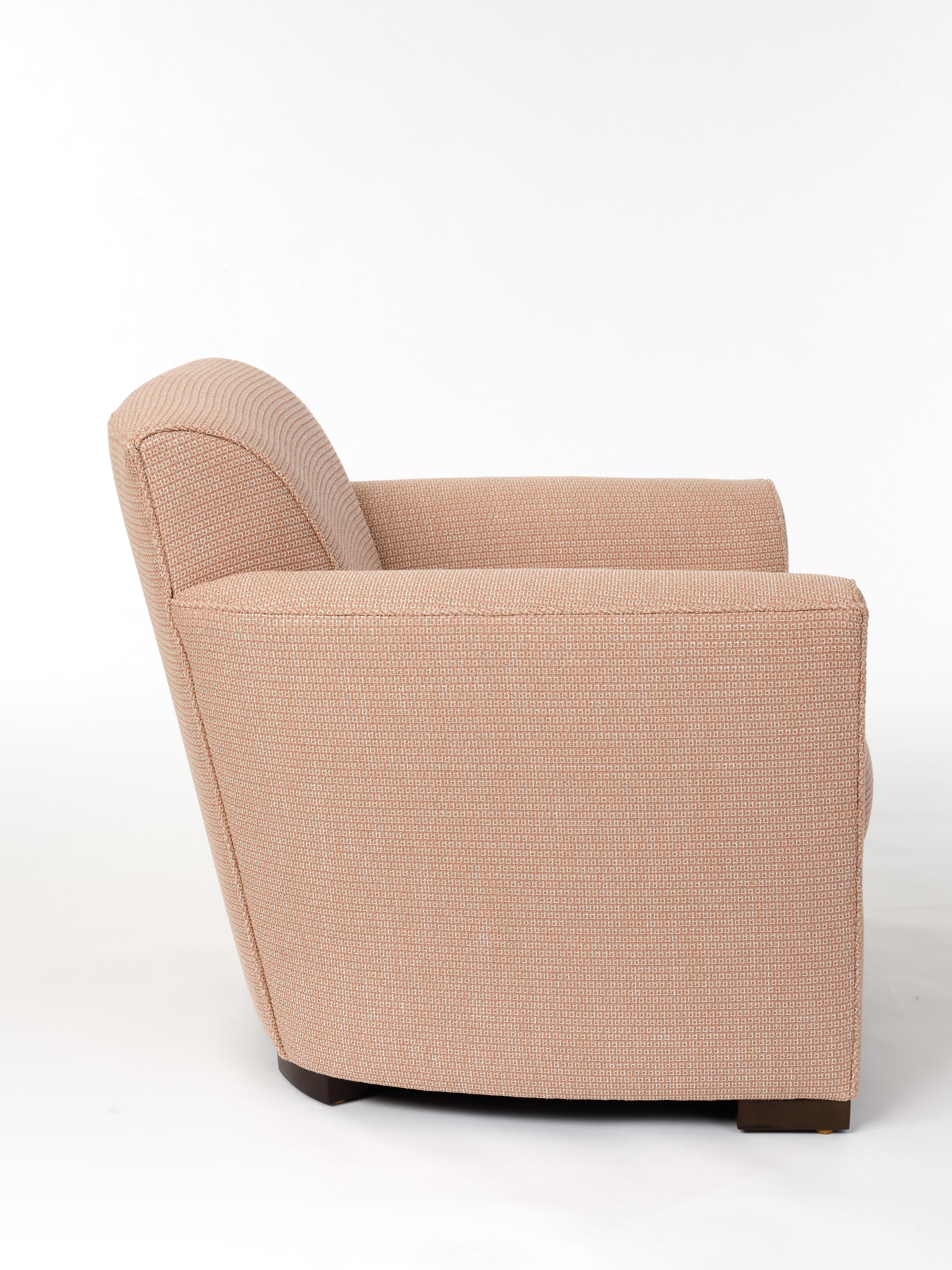 Modern Donghia Noble Chair in Blush Pink Cotton Upholstery with Geometric Pattern For Sale