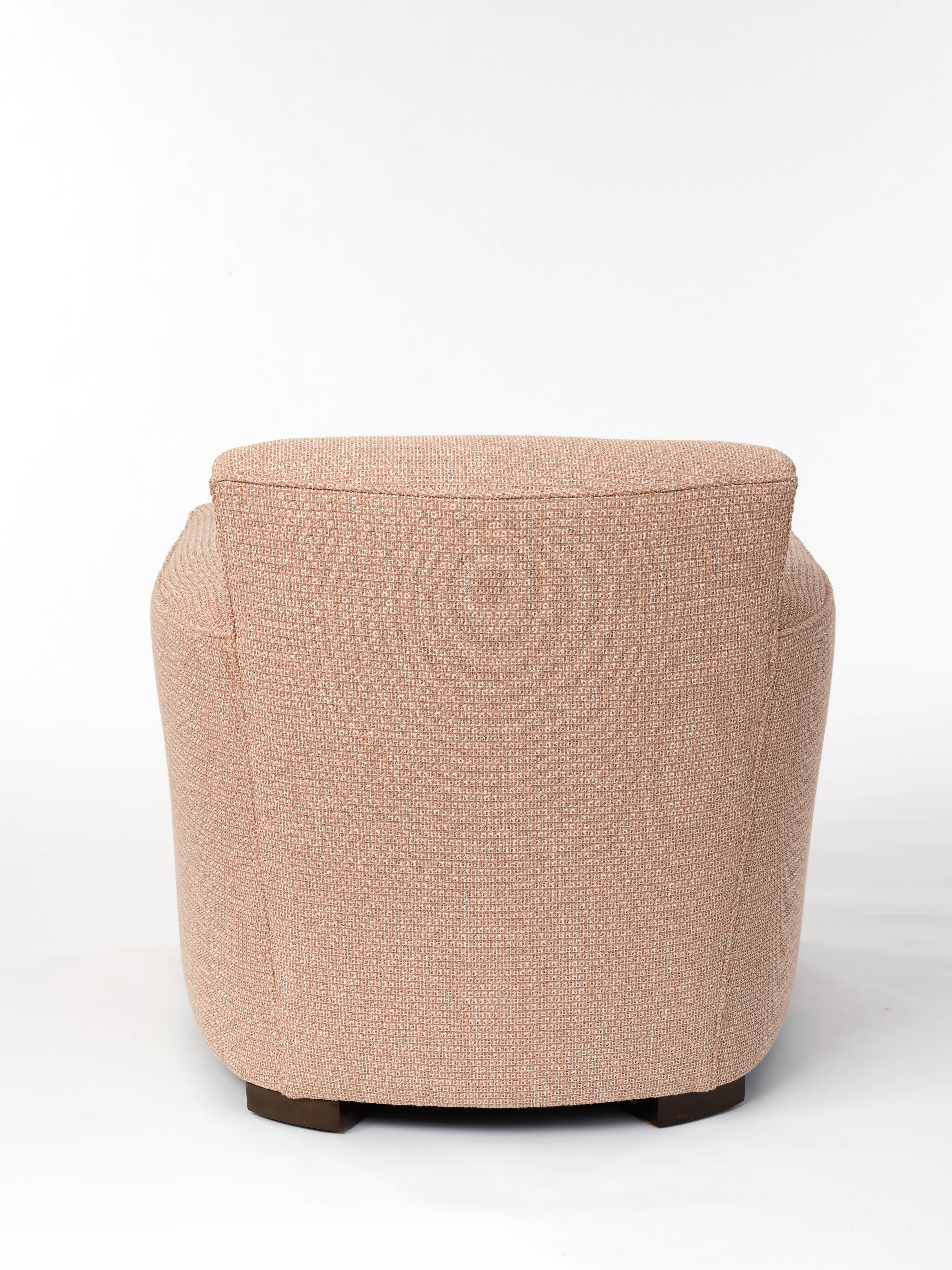 American Donghia Noble Chair in Blush Pink Cotton Upholstery with Geometric Pattern For Sale
