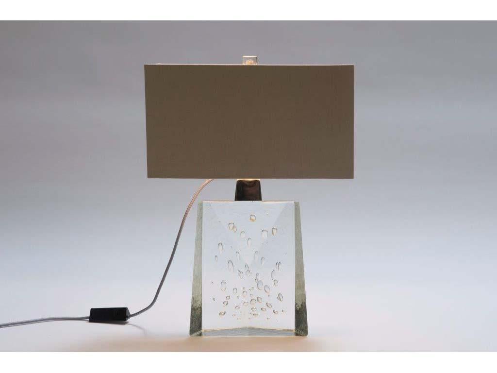 Modern Donghia Nymph Lamp and Shade, Glass in Clear with Polished Nickel Accents For Sale