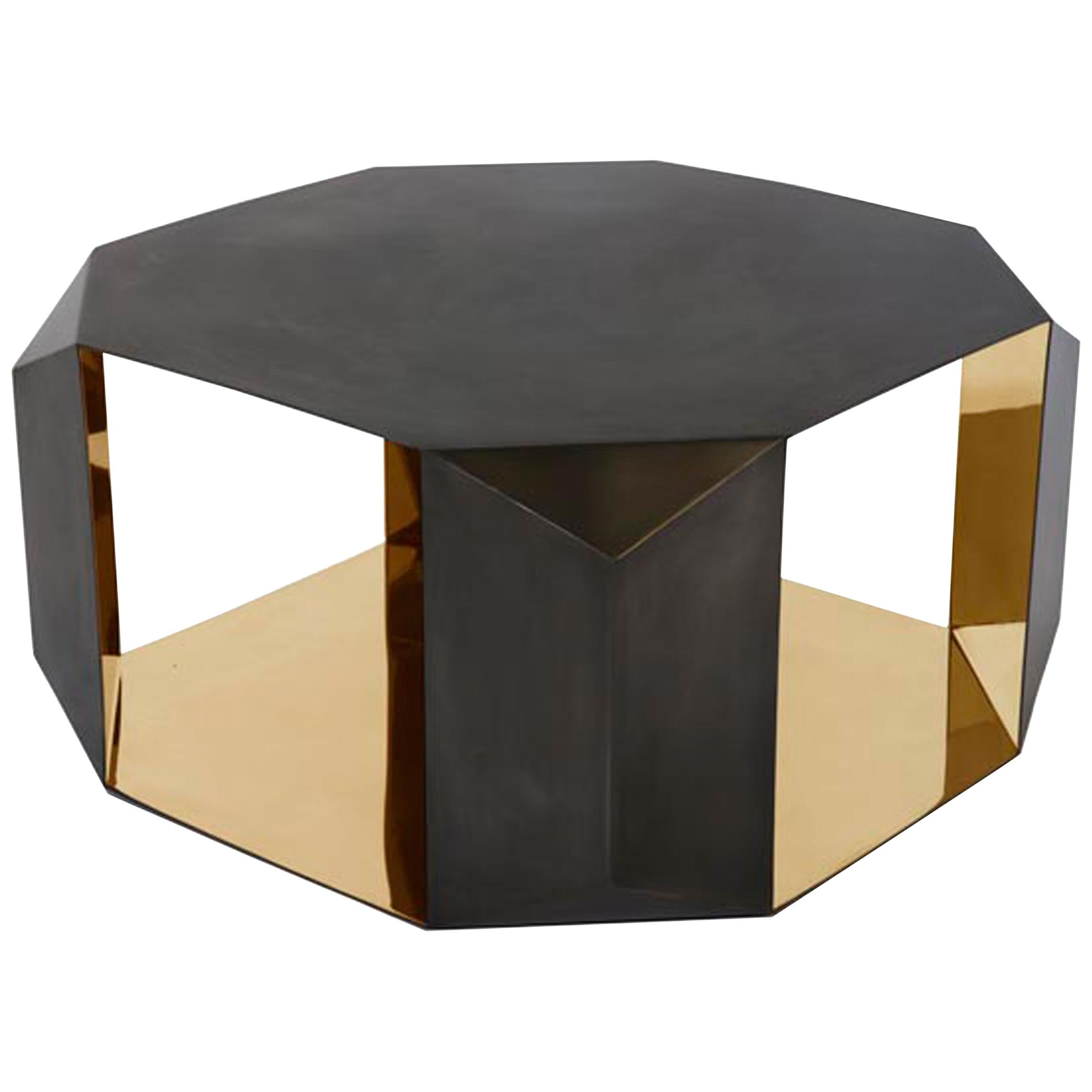 Donghia Origami Cocktail Table in Brass with Polished Mirror Finish For Sale