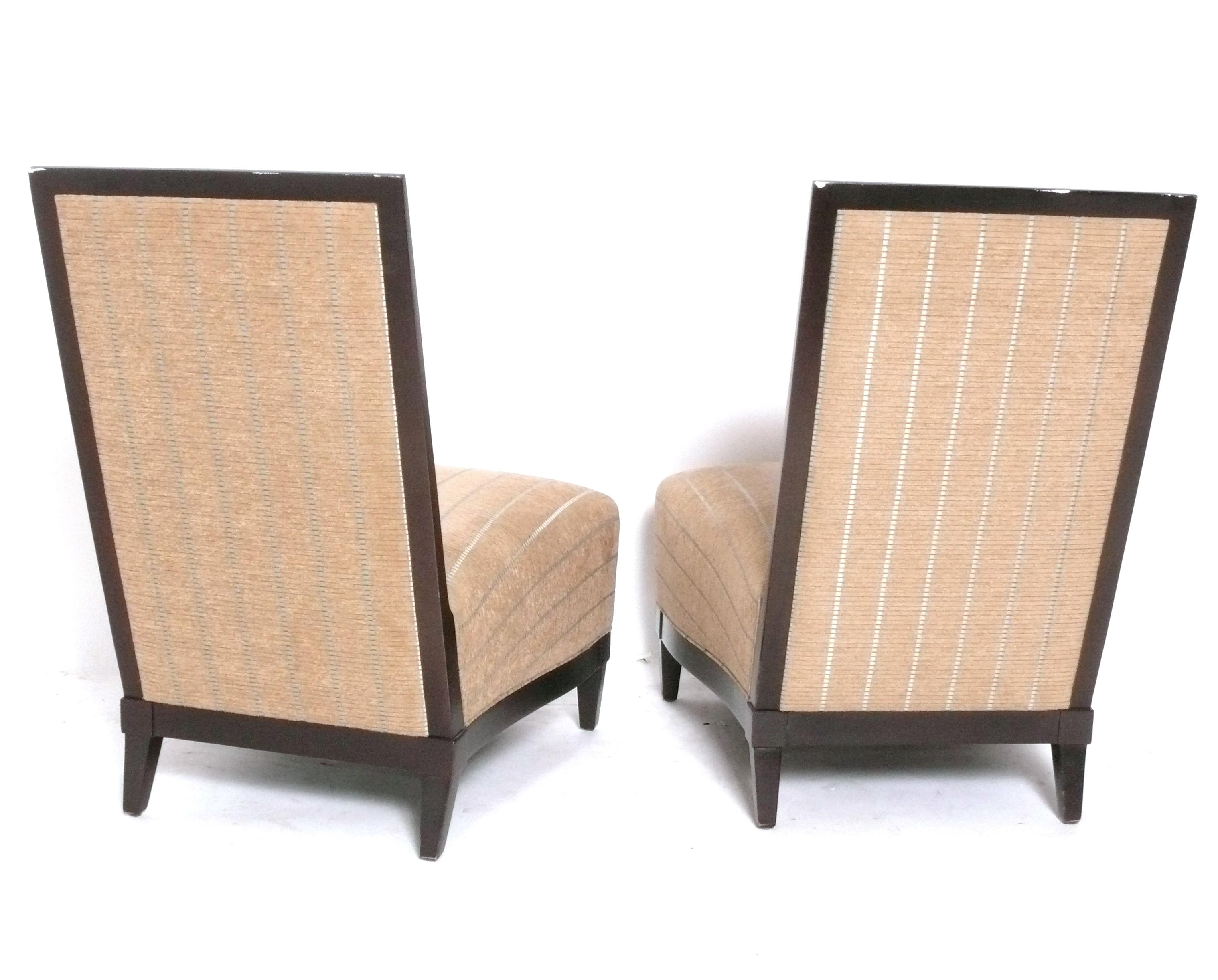 American Donghia Pair of Slipper Lounge Chairs designed by John Hutton Mid Century Style For Sale
