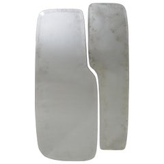 Donghia Pair of Stone Mirrors, Hand-Silvered Clear Glass with Antiqued Finish