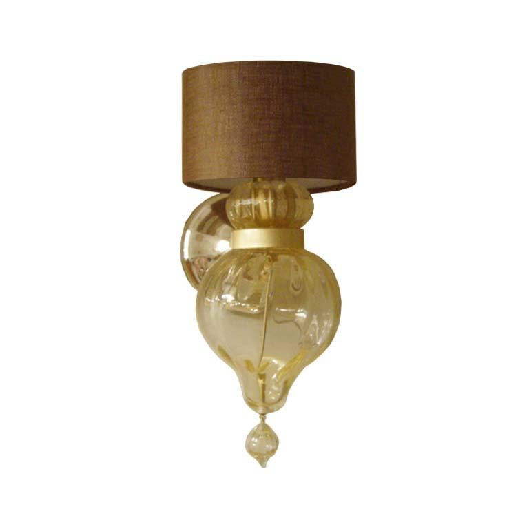 Donghia Regina Sconce, Murano Glass in Gold Dust with Cylindrical Shade For Sale