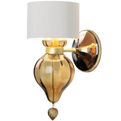 Donghia Regina Sconce, Murano Glass in Sepia with Cylindrical Shade