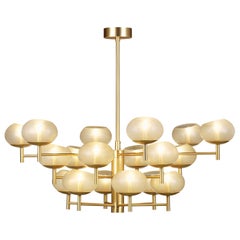 Donghia Renaldo 18-Arm Chandelier, Murano Glass in Champagne & Satin Gold