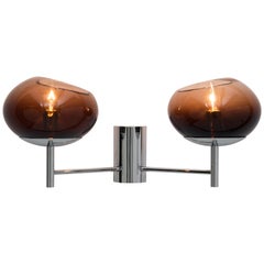 Donghia Renaldo Two-Arm Sconce, Murano Glass in Cognac and Chrome