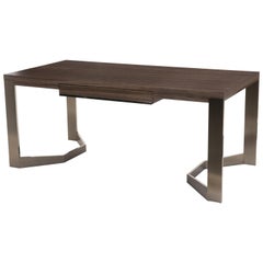 Donghia Rex Desk in Zebrano Wood with Stainless Steel Base