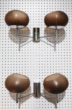 Donghia Renaldo 2 Arm Sconce in Satin Cognac and Polished Chrome