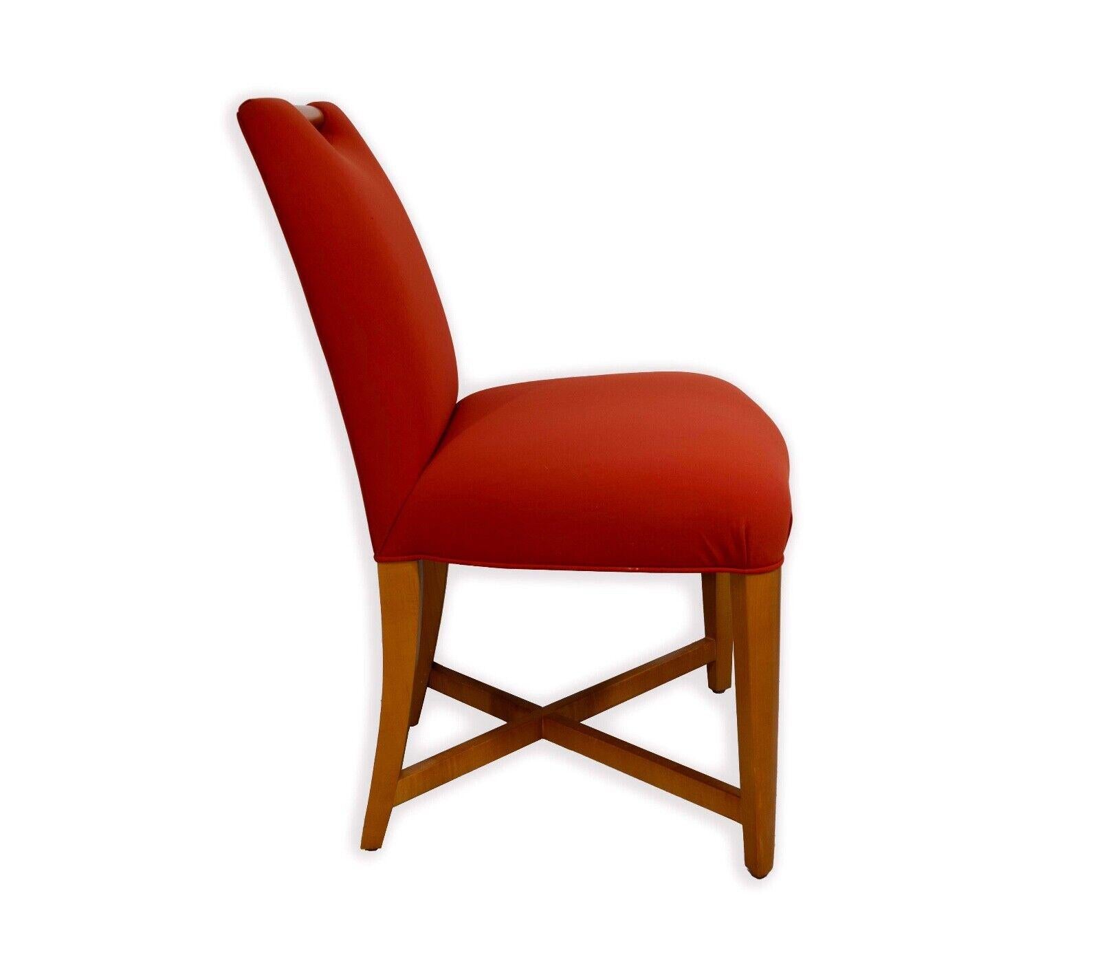 Donghia Set of 4 Orange and Wood Side Chairs Mid Century Modern Contemporary (Ensemble de 4 chaises d'appoint en bois et orange) Bon état - En vente à Keego Harbor, MI