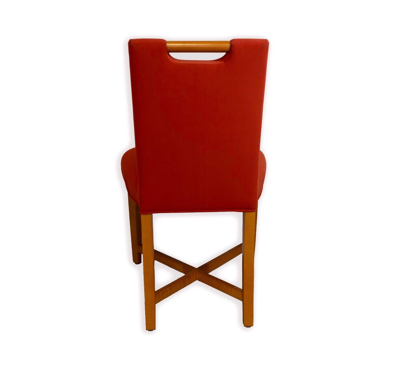 20th Century Donghia Set of 4 Orange and Wood Side Chairs Mid Century Modern Contemporary For Sale